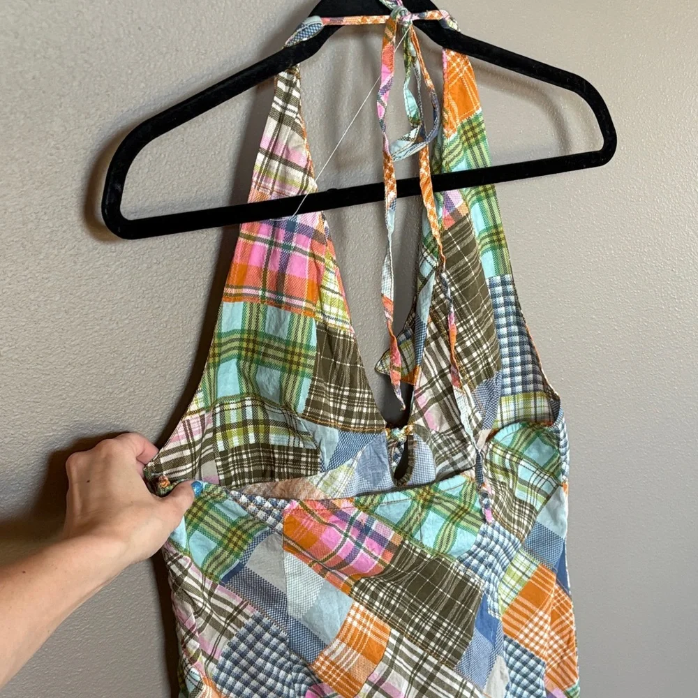 Danny Madras BDG Vibrant Patchwork Halter Dress Vintage Inspired 100% Cotton - Picture 7 of 14